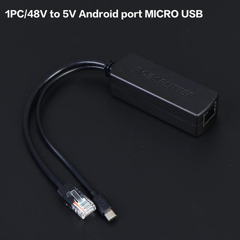 DC48V 5V Micro USB POE Splitter Connectors Adapter Cable IP Camera Qme A2 1PC