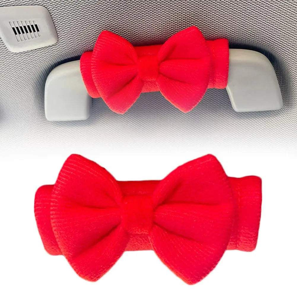Bow Tie Car Handle Protector Cover Cute Roof Armrest Protective Qme 1 Red