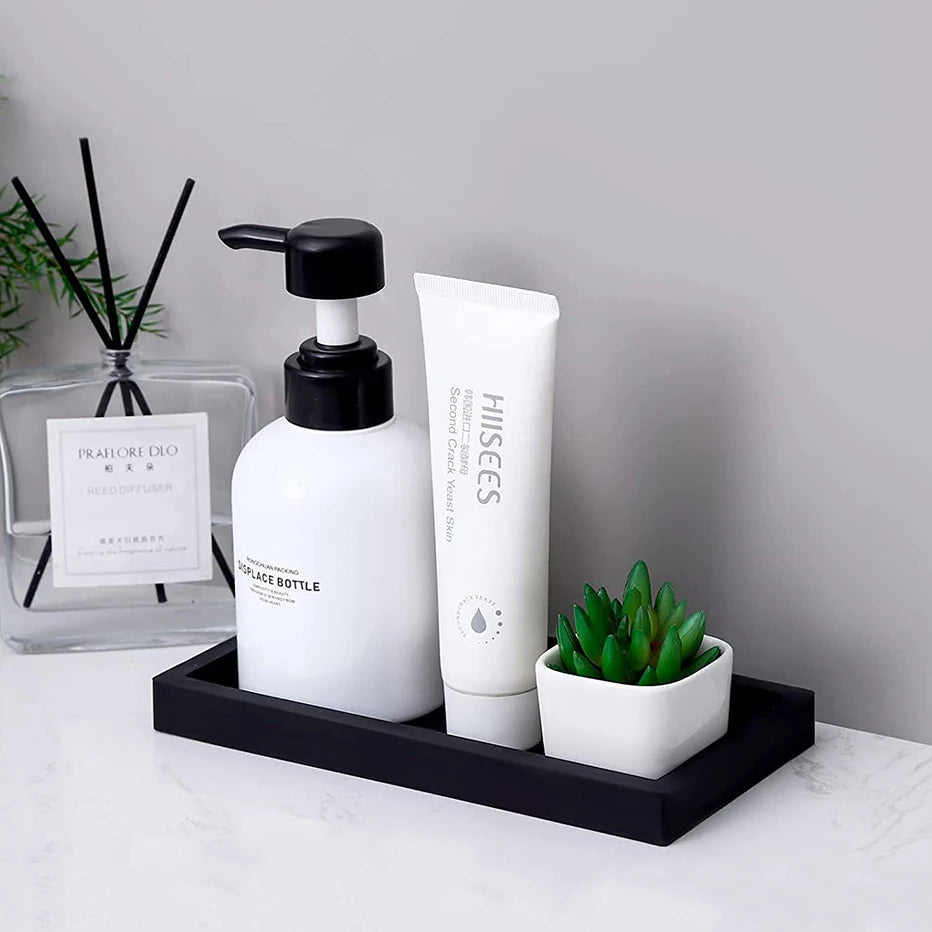 Silicone Soap Dispenser Tray Bathroom Vanity Storage Tray for Dish Soap Sponge Perfume Candle Countertop Storage Tray 2 Sizes Qme
