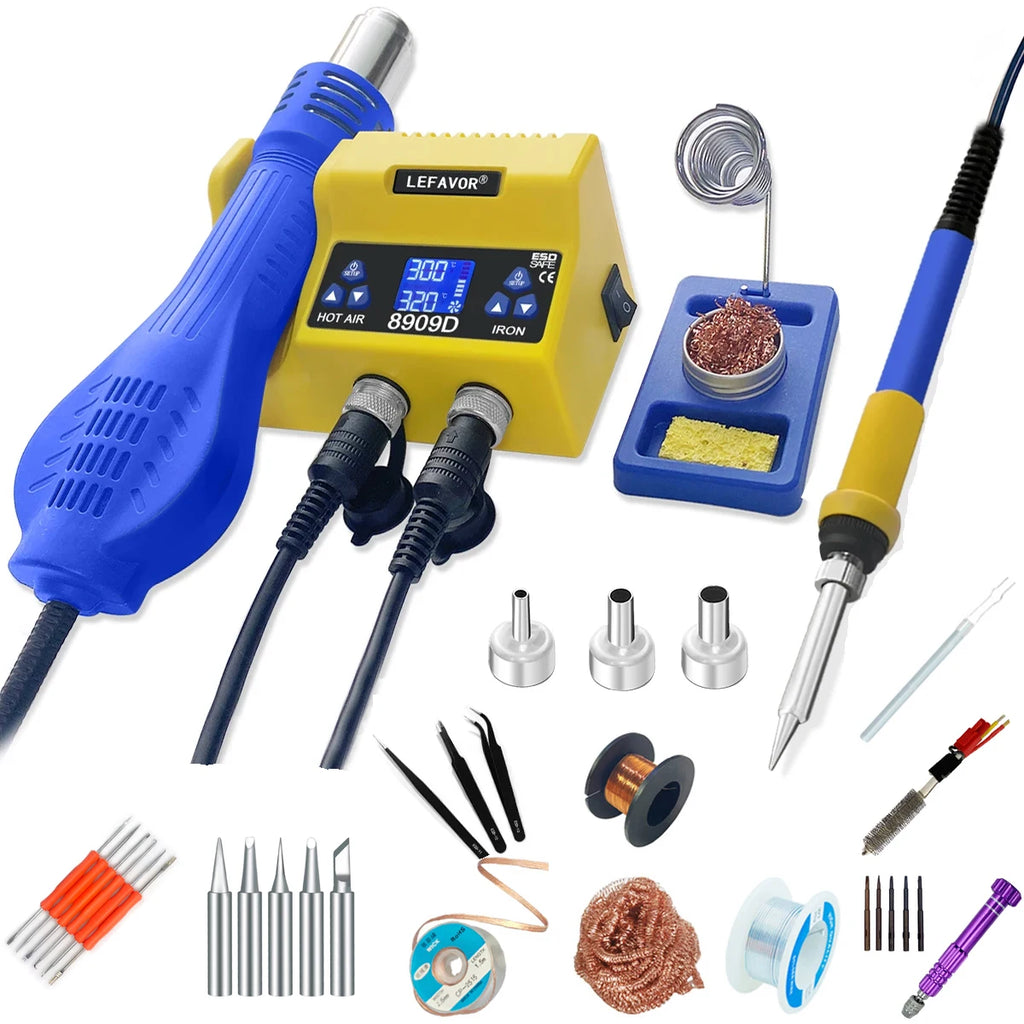1 Digital Soldering Station Iron Air Gun BGA SMD Welding Rework Tool Qme