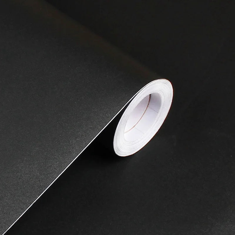 Vinyl Peel Stick Stickers PVC Self-adhesive Wallpaper Wall Furniture Qme Black 400cmx55cm
