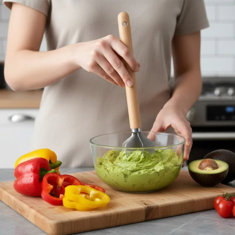 6-Blade Stainless Steel Meat Chopper Potato Masher Kitchen Tool Qme