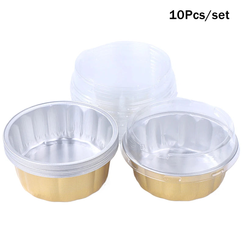 Aluminum Foil Cake Container Pans Liners Lids Heat-resistant Baking Qme Gold