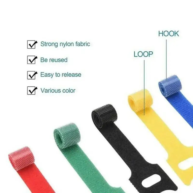 Organized Cable Setup 30 50 Reusable Hook Loop Straps Qme