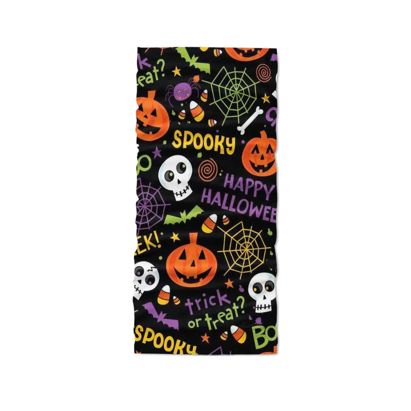 Funny Skull Pumpkin Musical Note Turban Scarf 3d Printing Female Neck Qme style6 One Size >8Y