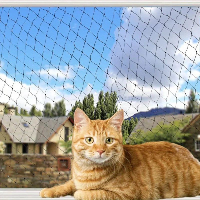 Cat Balcony Anti-Fall Net, Nylon Material, Suitable for Balconies, Windows, Stairs, Patios, And Are Essential for Pet Households Qme black 8x3m