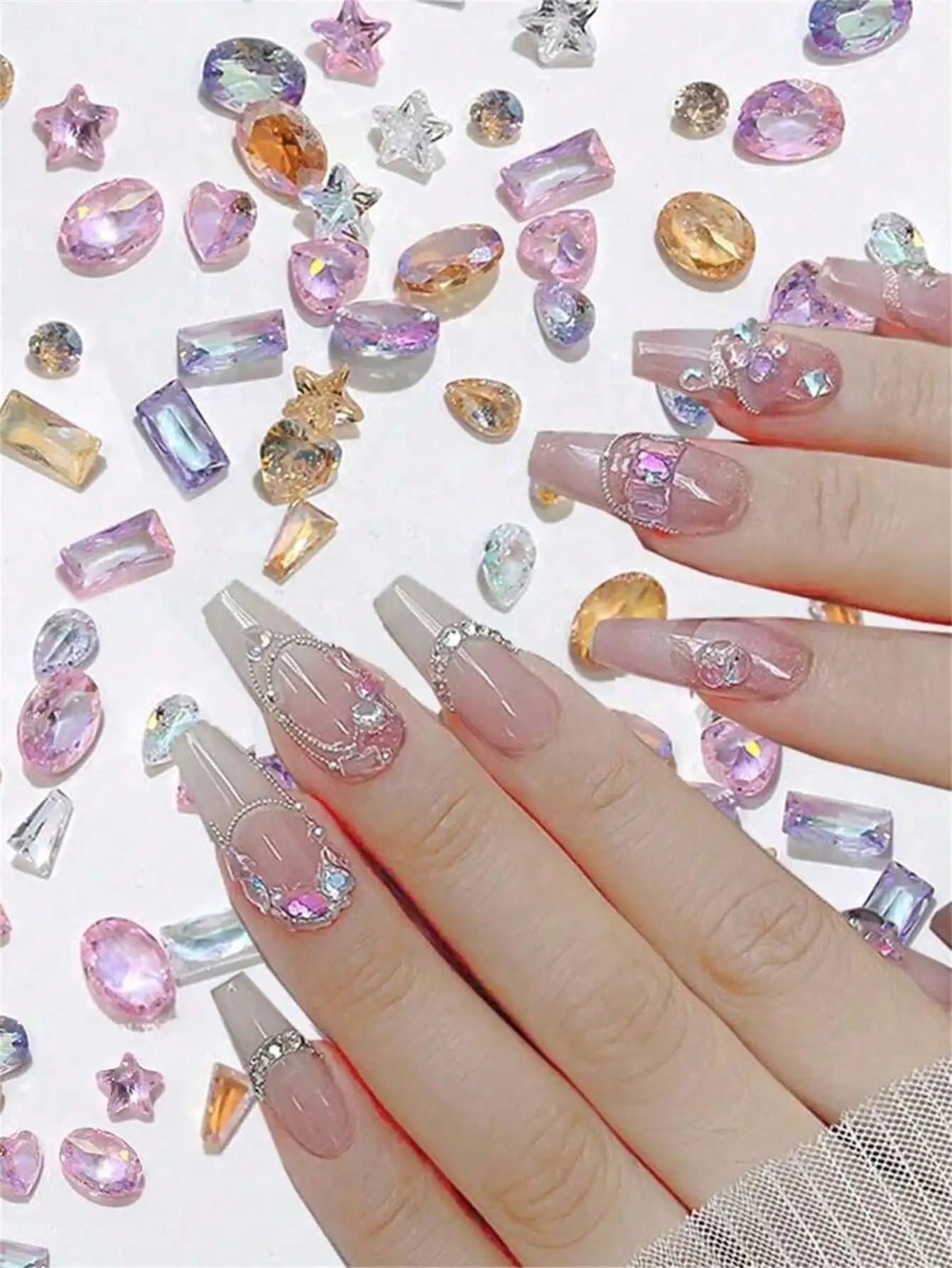 50 100 Colorful Zirconia Mini Nail Rhinestones 3D Charms Jewelry Art Qme