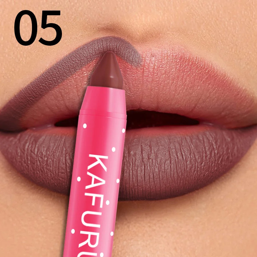 15 Colors Lipstick Pencil Waterproof Sexy Red Matte Contour Tint Qme 05