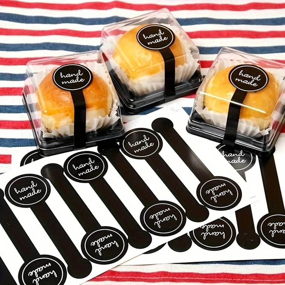 100/200pcs black Thank you long sealing sticker pudding bottle sticker, baking box label sticker, baking, handicraft products Qme