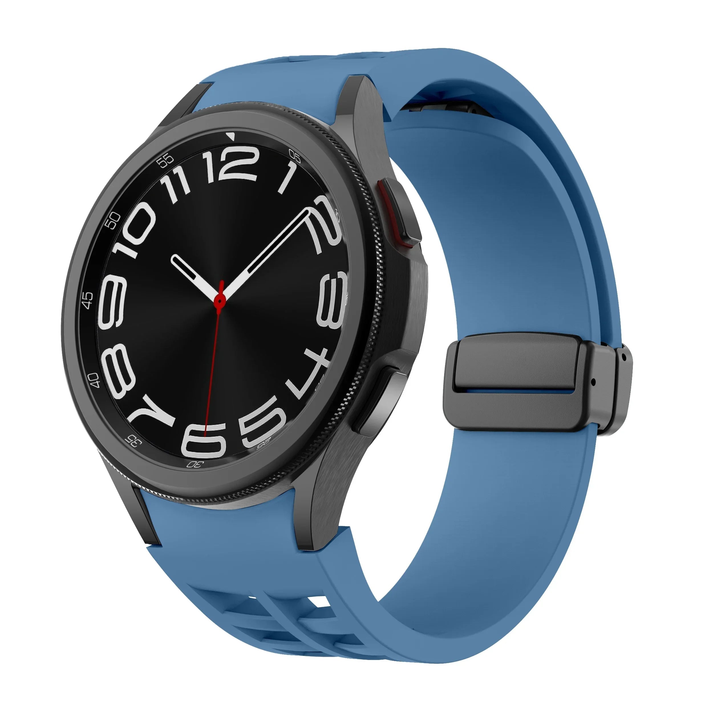 Magnetic Silicone Band for Samsung Galaxy Watch 6 Classic 43 47mm 4 42 46mm 5 Pro 45mm No Gaps Loop Strap for 4/5/6/7 40 44mm Qme BlueB Galaxy 6classic 43mm