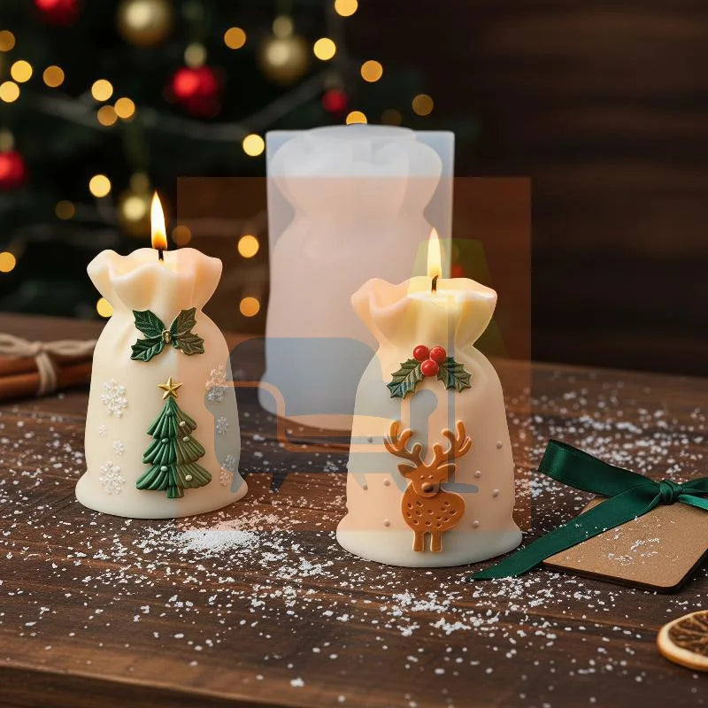 Reusable Santa Sack Silicone Mold, Easy Release Design For DIY Candle Hanging Decor, Xmas Festival & Home Art Craft Tools Qme