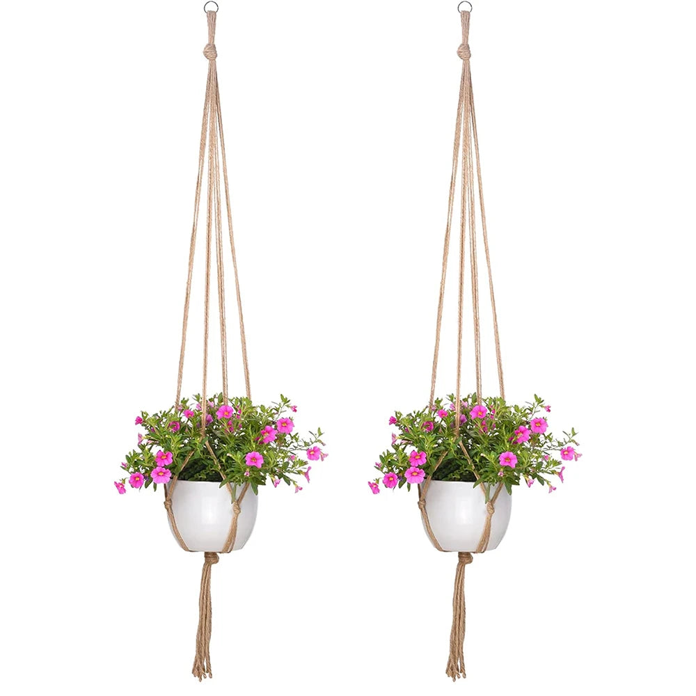 1PC Creative Woven Garden Flowerpot Net Cotton Hemp Rope Hand-Woven Simple Indoor And Outdoor Hanging Wall Qme