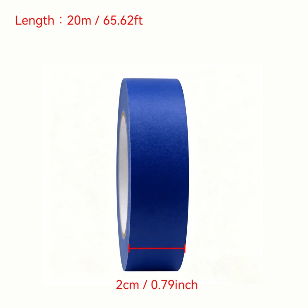20m/Roll Blue Painter Masking Tape Crepe Paper Adhesive Tape For Wall Ceiling Trim Edge Painting DIY Decoration No Residue Qme 2cmX20m 4pcs