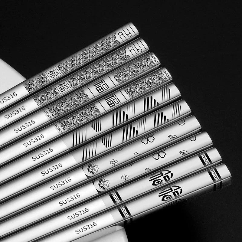 316 Stainless Steel Chopstick Laser Engraving Chinese Chopsticks Qme