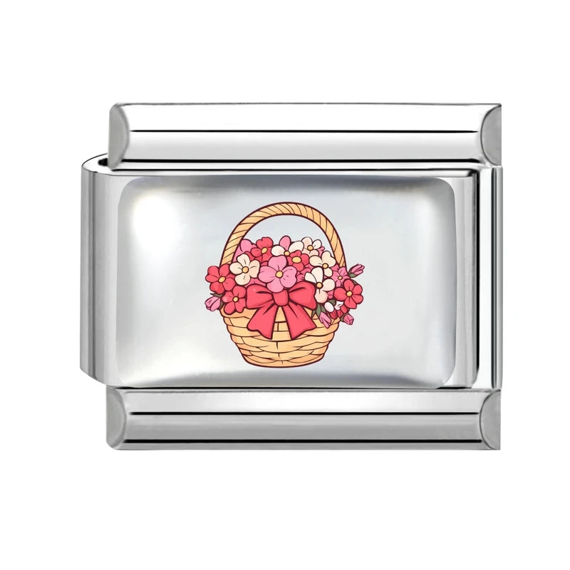 Design Colorful Earth Sun Sunflowers Stainless Steel Link Fit Italian