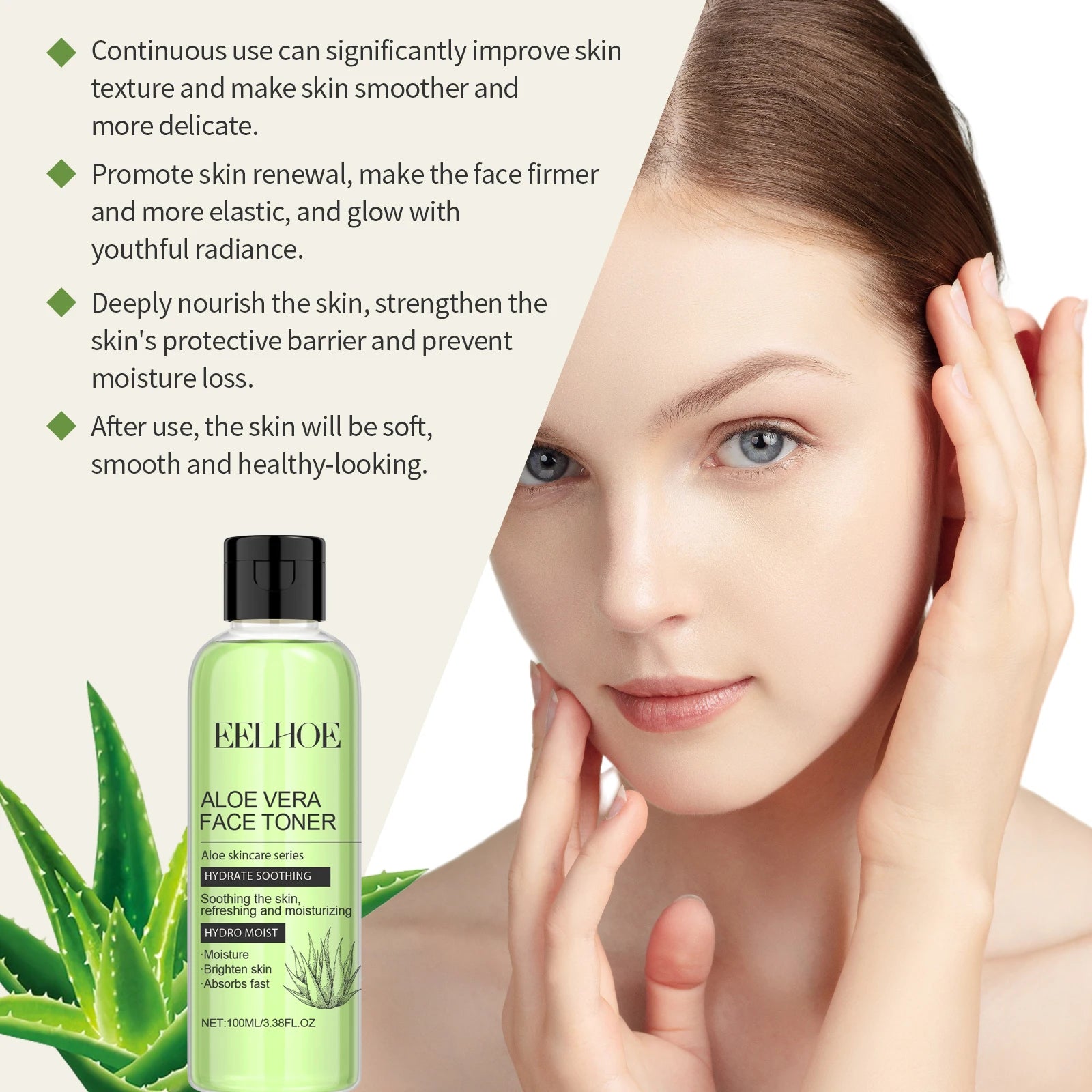 100ml Aloe Vera Toner Tonic Hydration Oil Control Refreshing Rejuvenation Smooth Facial Moisturizing Toner Serum Skin Care New Qme