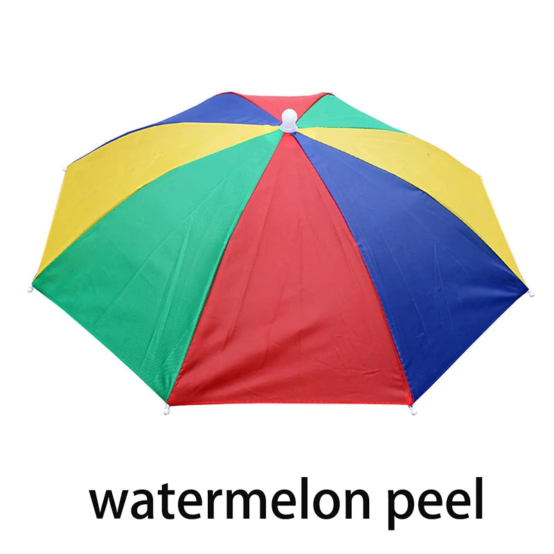 Anti-rain Headwear Brolly Cap Head Umbrella Elastic Band Waterproof Qme 55CM Colorful