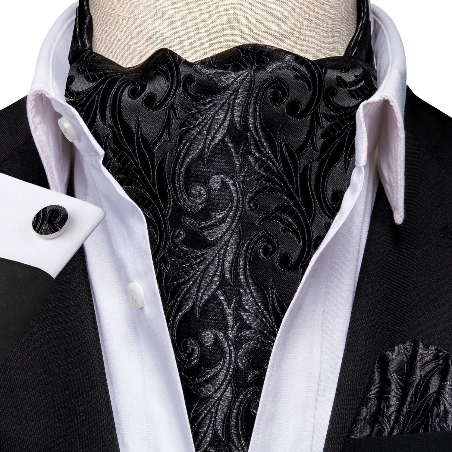 Silk Mens Ascot Black Pink Blue Red Gold Green Purple White Beige