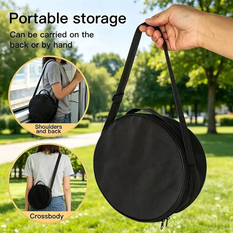 Oxford Cloth Storage Bag Multi-purpose Portable Round Crossbody Handbag Large Capacity Wig Hat Organizer Pouch Qme