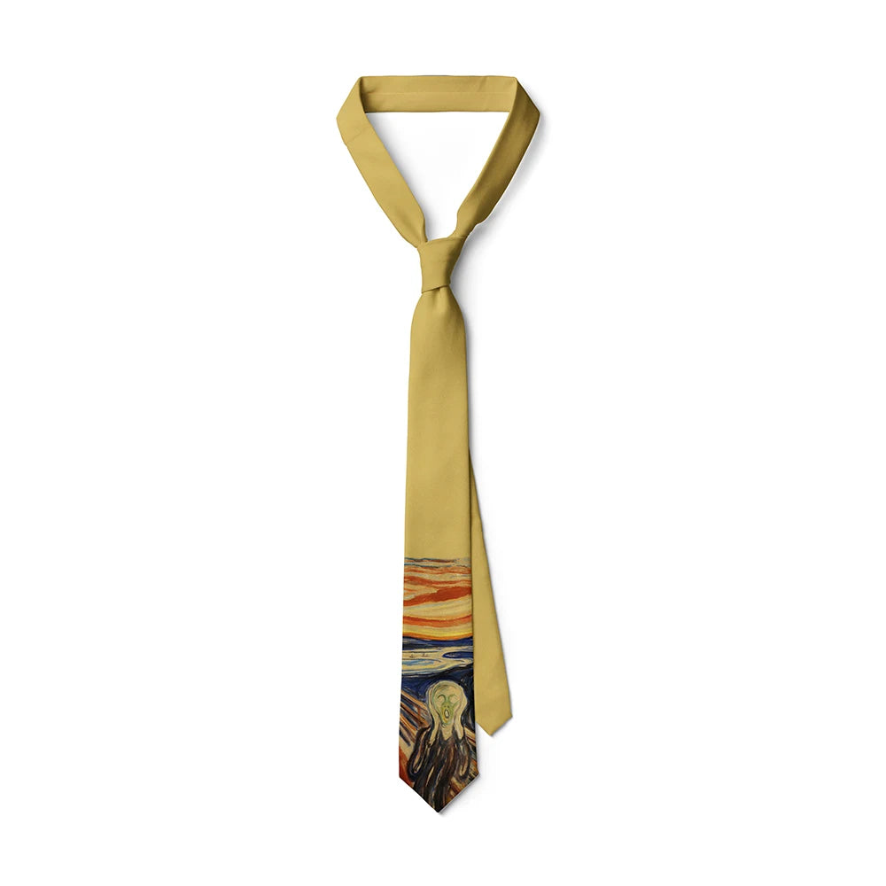 Screaming Sailing Cat Funny Tie Men's Fashion Oil Painting Business Qme type4