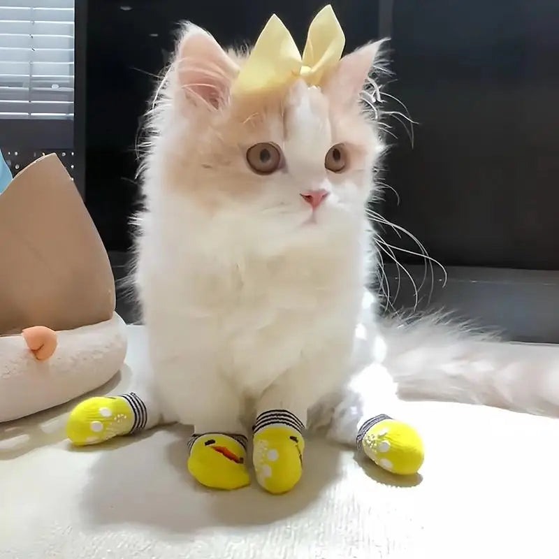 Cartoon Pet Cat Dog Floor Anti-slip Socks Prevent Scratching Dirt Qme