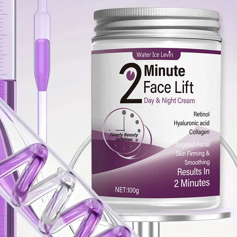 2-Minute Facial Lift Day & Night Cream with Retinol, Hyaluronic Acid & Collagen - Moisturizing Lotion Suitable for All Light Skin Tones, Fragrance-Free, Absorbs in 2 Minutes Qme