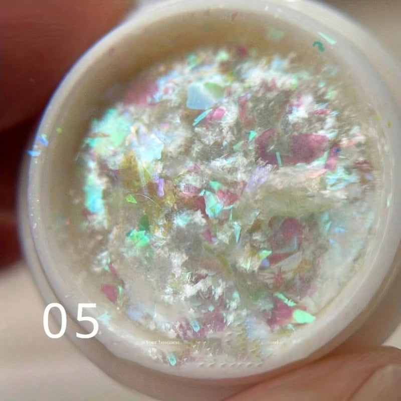 Nail Art Glitter Powder Polarized Opal Iridescent Reflective Ice Qme yellow