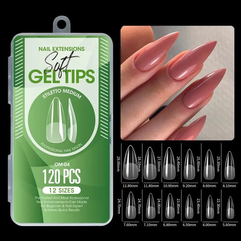 1box False Nail Tips Clear Semi-frosted Full-coverage Soft Fake Nails Qme