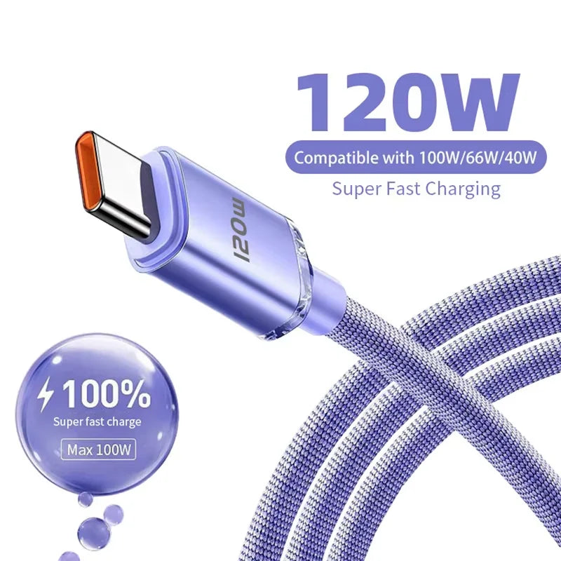 PD 120W 6A Type C To Type C Fast Charging Data Cable 0.25/1M/1.5M/2M USB C Quick Charge Cord For iPhone 17 Xiaomi Samsung Huawei Qme