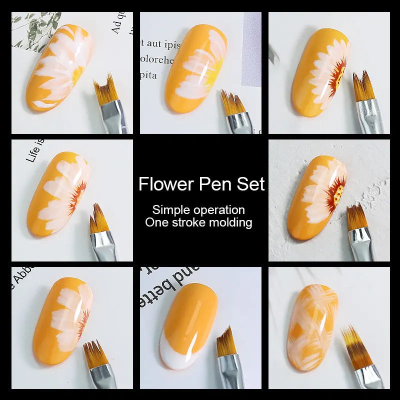 Arte Clavo Flower Drawing Pen Gradient French Nail Art Brush DIY Qme