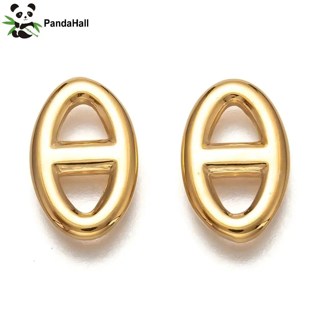PandaHall 10Pcs 304 Stainless Steel Linking Rings, Oval, Golden, 14.5x9x2mm, Inner Diameter: 3.5mm Qme Default Title
