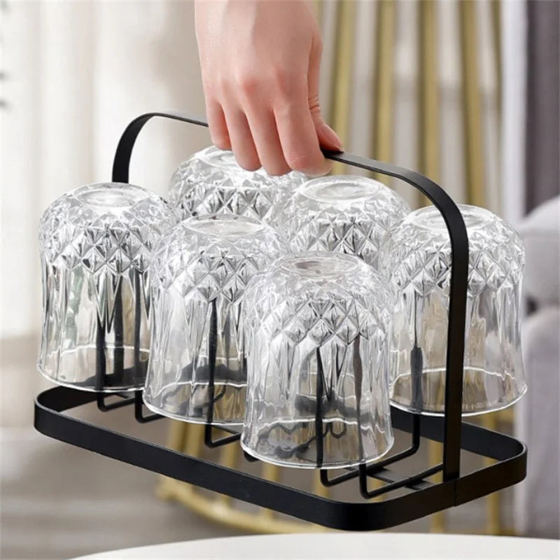 Glass Bottle Holder Coffee Mug Office Mugs Organizer Metal Cup Drying Qme
