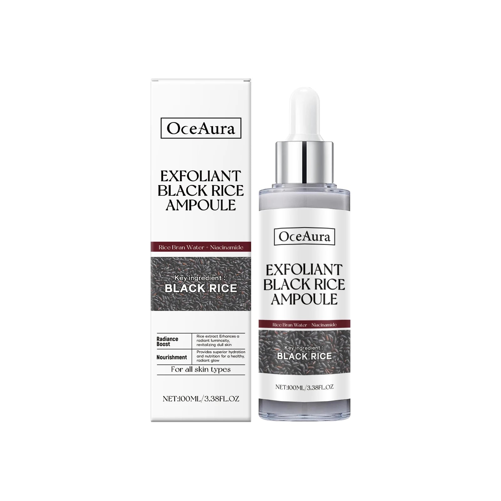 Exfoliating Facial Serum Cleansing Pores Remove Dead Skin Purify Oil Control Smoothing Brightening Moisturizing Black Rice Ampou Qme Black Rice