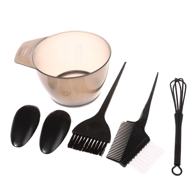 Hair Dye Brush Bowl Ear Caps Mixing Rod Tint Dying Coloring Qme