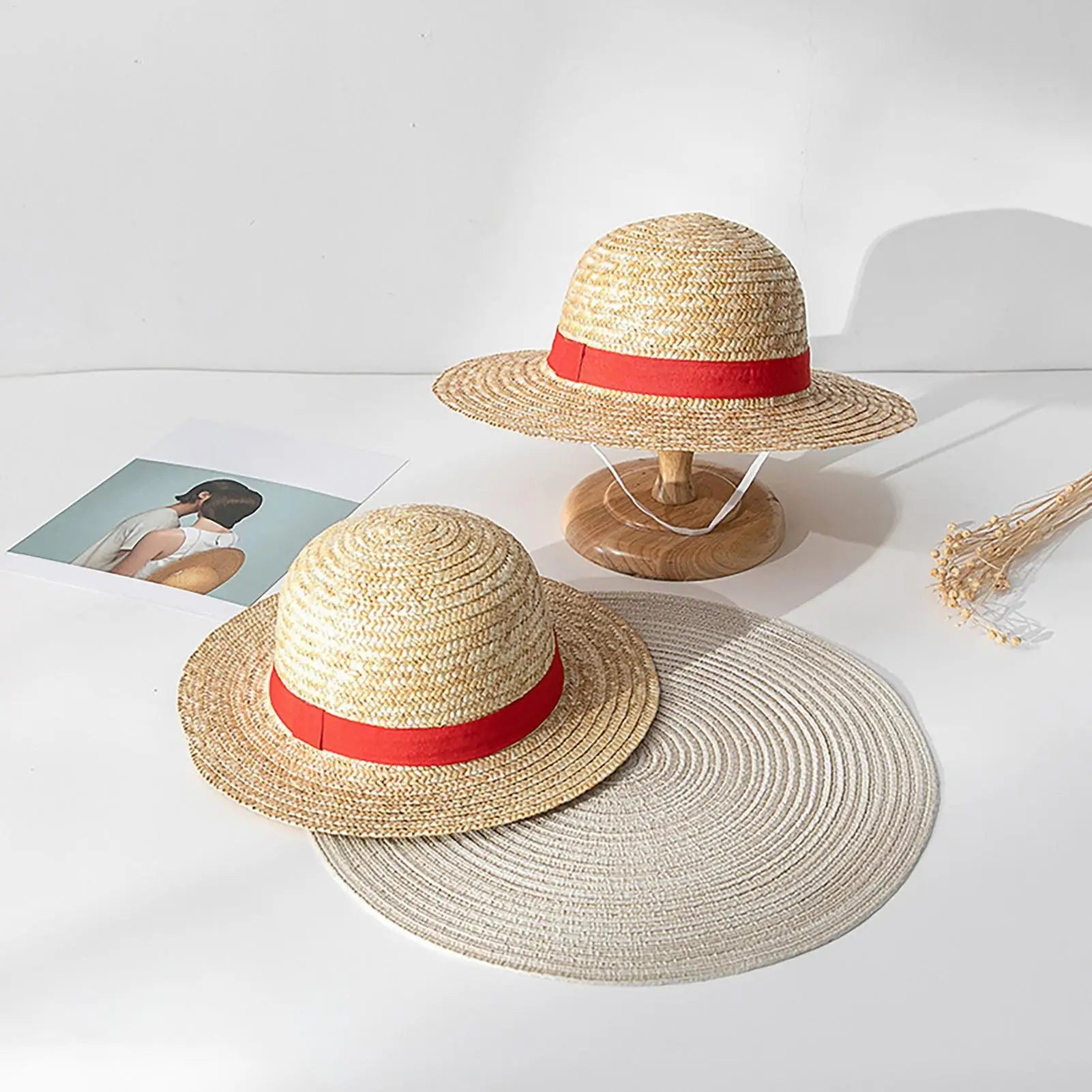 Luffy Straw Hat Anime Luffy Cosplay Hat Luffy Performance Props Costume Party Yellow Summer Strawhats for Fans Youth Qme