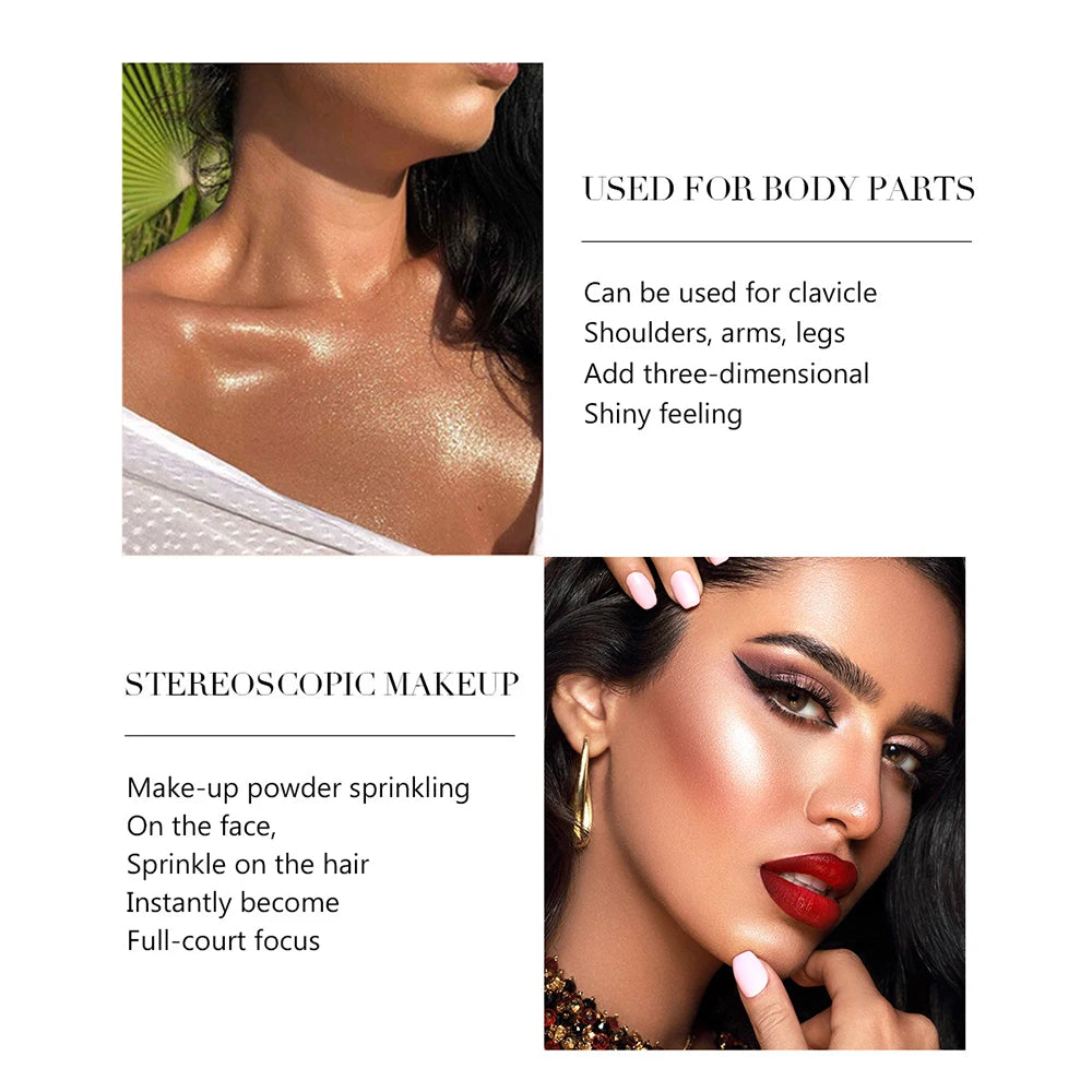 Shining Gloss Pat Powder Waterproof Sweat Proof Suitable Body Hair Qme