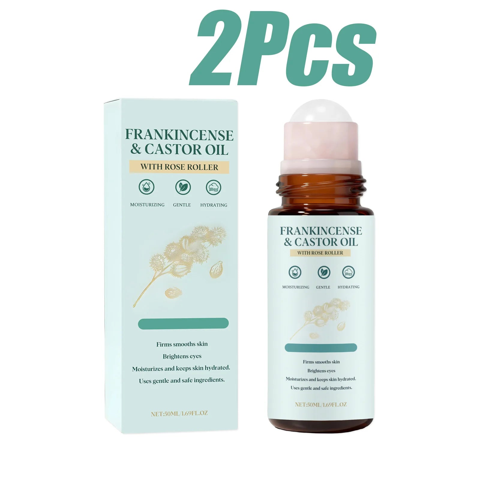 Frankincense Castor Oil Rollerball Soothing & Nourishing Roll-On Oil Improve Dryness Repair Portable Aromatherapy Body Skincare Qme 100ml Boxed