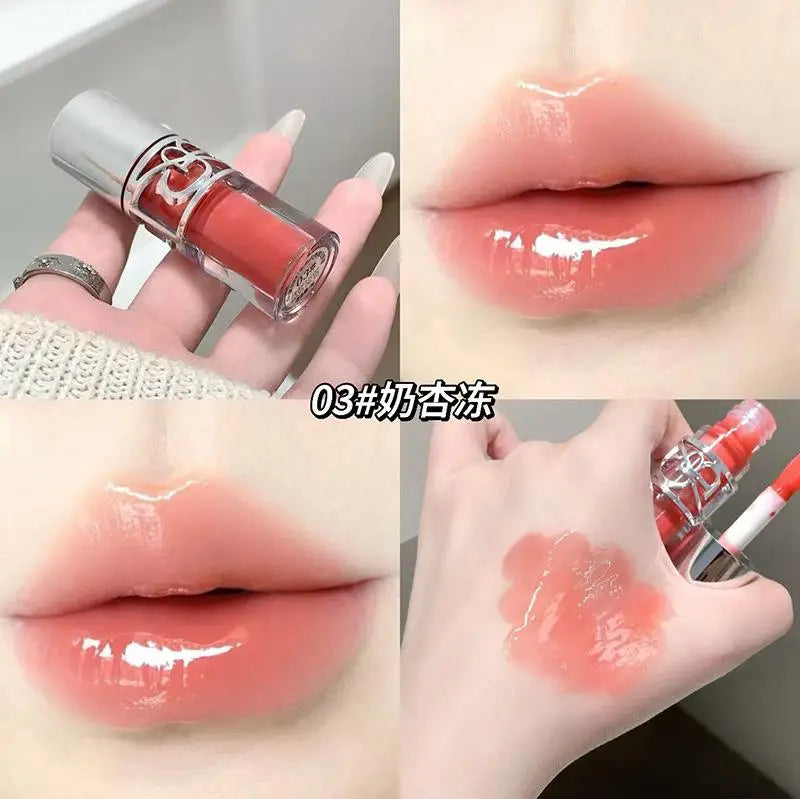 Clear Glass Gray Coffee Shine Lip Gloss Mirror Watery Moisturize Plumper Long Lasting Lip Tint Juicy Lip Oil Gloss Stain Makeup Qme 03