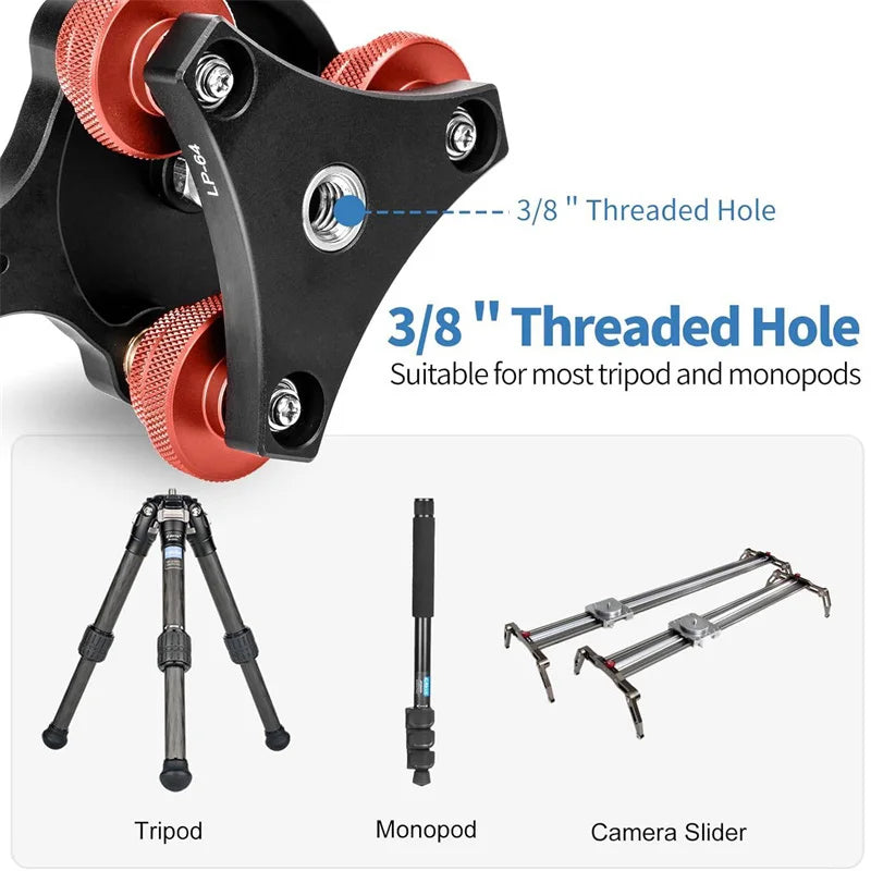 Camera Leveler Base Aluminum Alloy 3 Bubble Levels Tripod Head Qme
