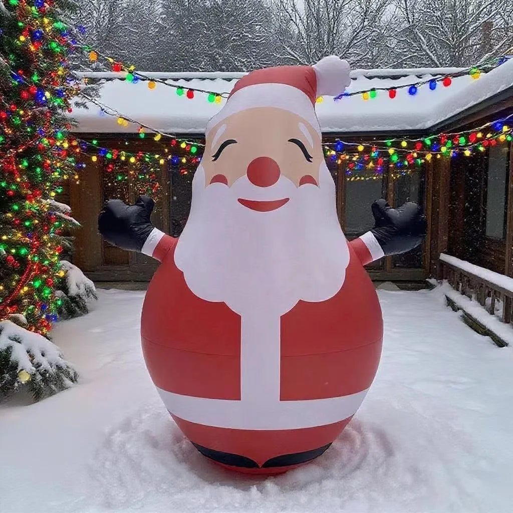 Inflatable Santa Claus PVC Wee Man Christmas Decoration for Outdoor Courtyard Mall Decorations Festive Activity Props Qme WHITE