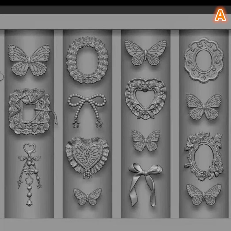 Silicone Nail Art Mold Cartoon Lace Bow Rabbit Cute Candle Moon Qme A