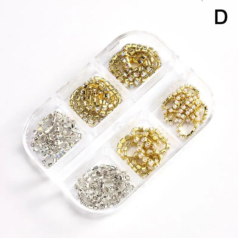 1 Box Metal Chain Nail Art Charms Multi-shape Golden Silvery Rose Qme D