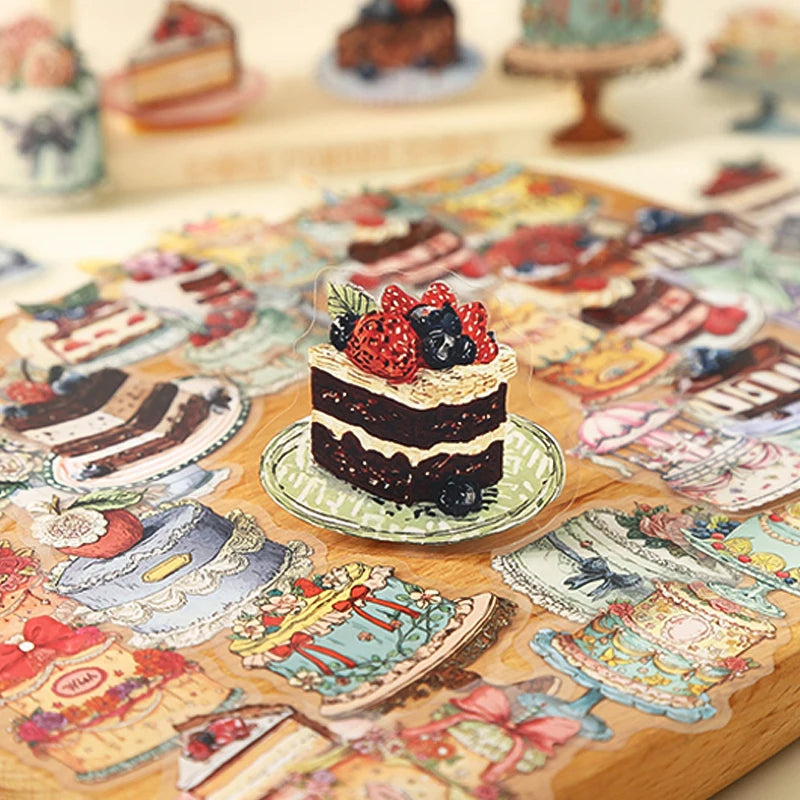 Vintage Cake Sticker Pack, Perfect for Creating Sweet Atmosphere Works, Versatile Creative Collage Material for Multiple Scenes Qme