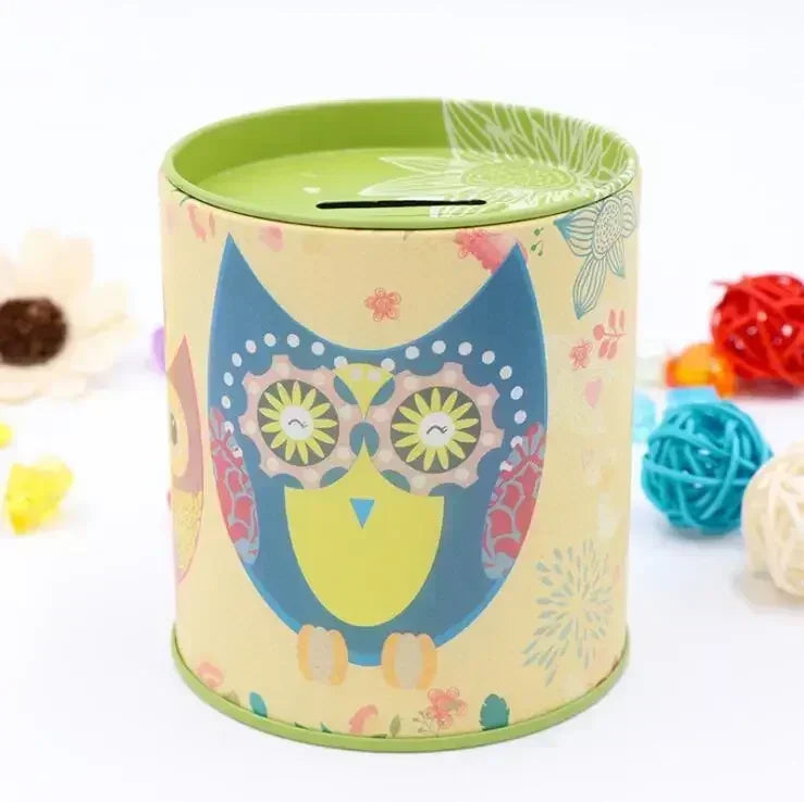 Metal Piggy Bank Coin Box Jewelry Storage Mini Tin Cute Organizer Qme Yellow