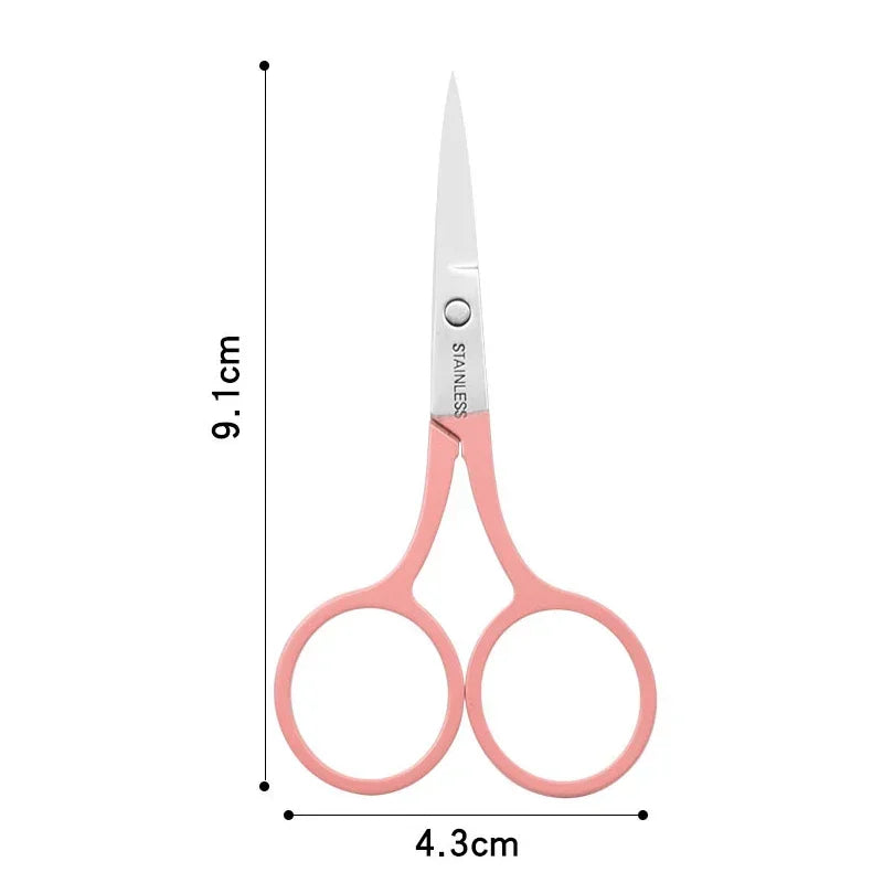 1Pcs Eyebrow Scissor Makeup Eyelash Trimmer Facial Hair Remover Manicure Scissor Nail Cuticle Tool Beauty Scissors Qme Pink
