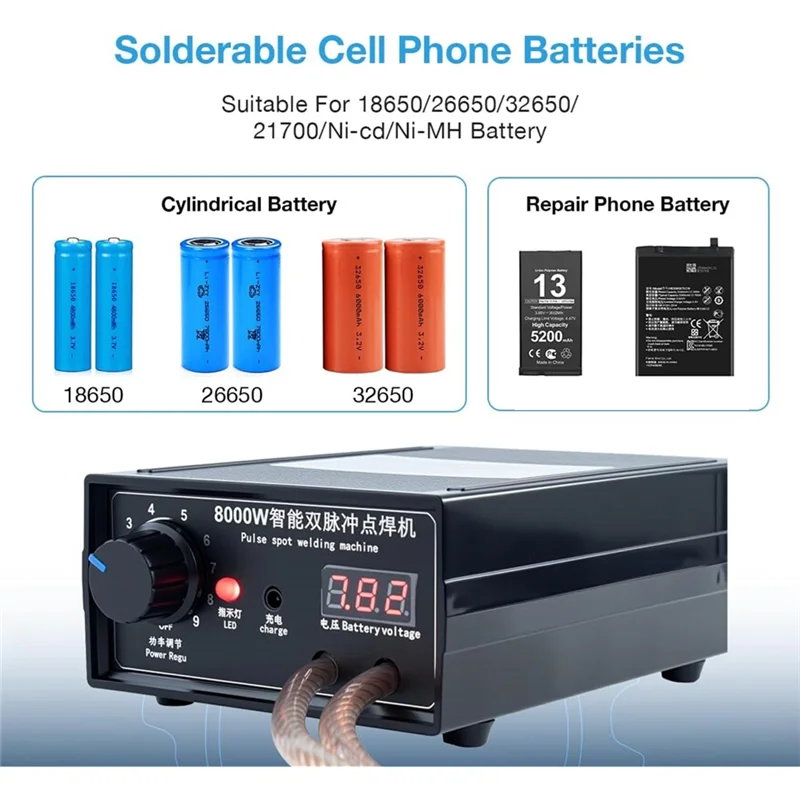 A02F-8000W Battery Spot Welder,DIY Welding Machine Kit High-Power Spot Welder With Nickel Strip For 18650 Battery Pack US Plug Qme