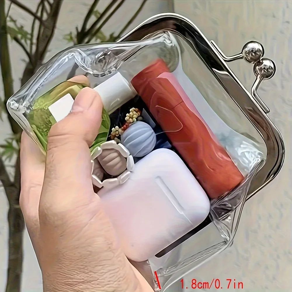 1pc of Retro PVC Coin Wallet, Compact Cosmetic Storage Pouch, Travel Makeup Bag for Ladies And Qme