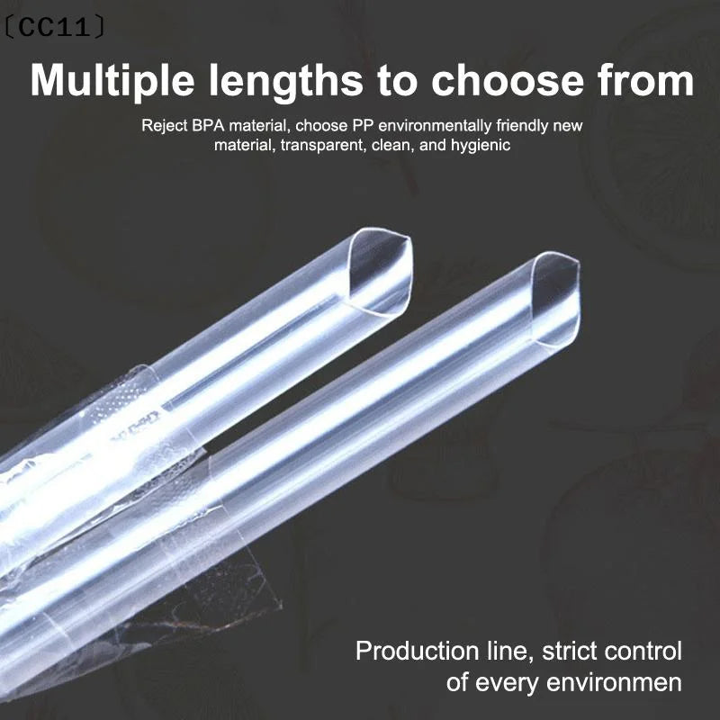 100 300 Disposable Drinking Straw Transparent Plastic Milk Smoothie Qme