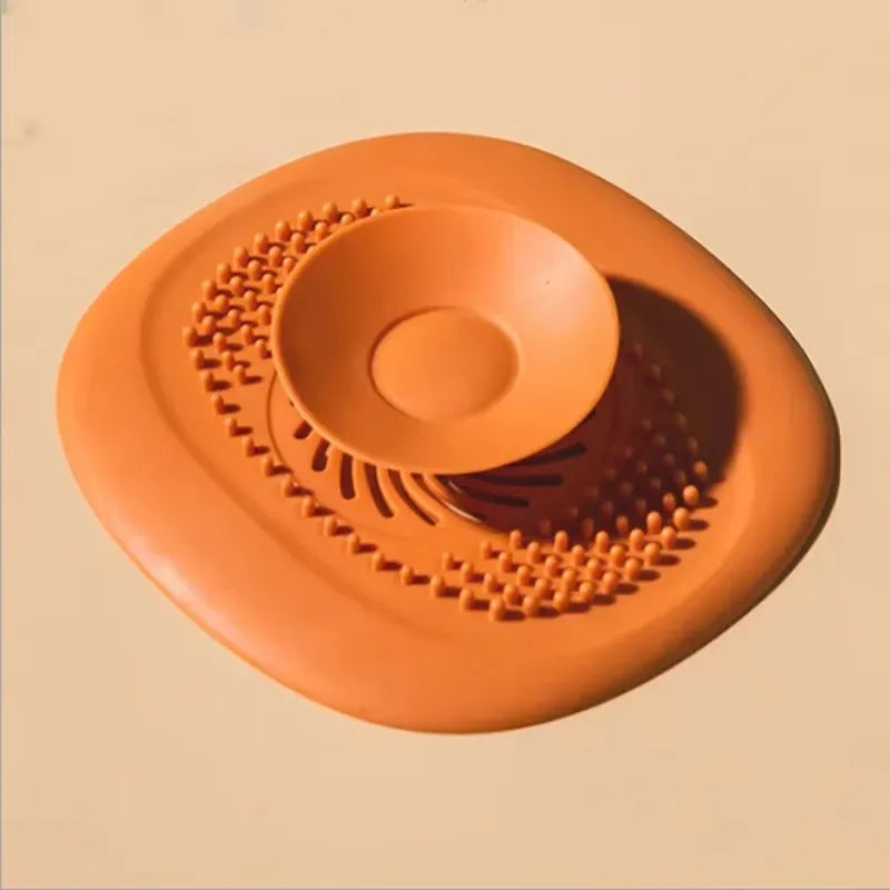 1PC Silicone anti-blocking bathtub plug bathroom floor drain shower sink kitchen household filter tool Qme 1PC Orange