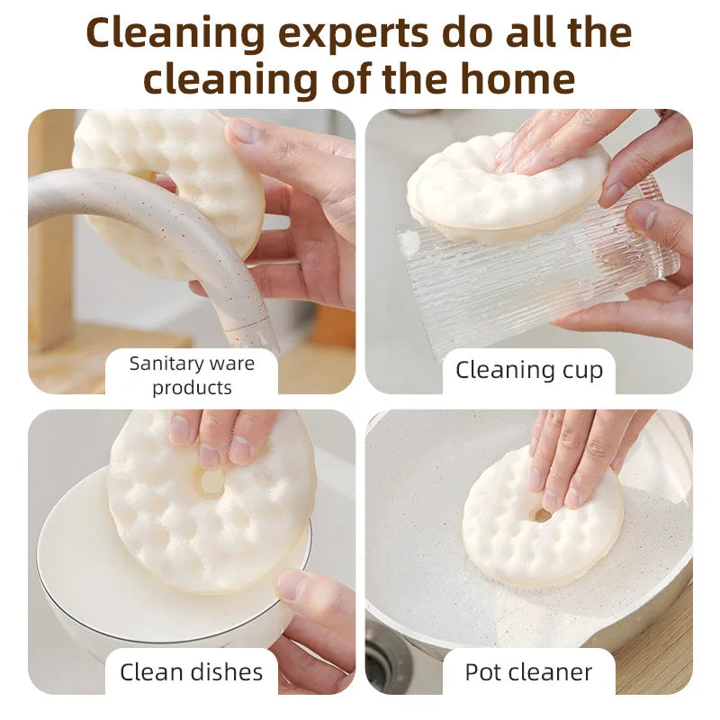 Donut Sponge Dish Brush Magic Tool Suction Cup Dishwashing Scouring Qme